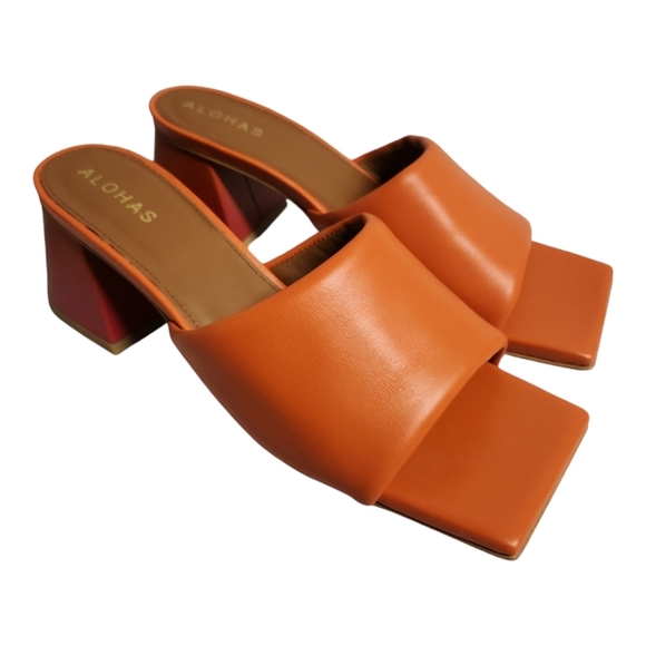 Alohas Brushed Degradé in Pomelo Orange Leather Sandals EU 39 - Picture 10 of 15